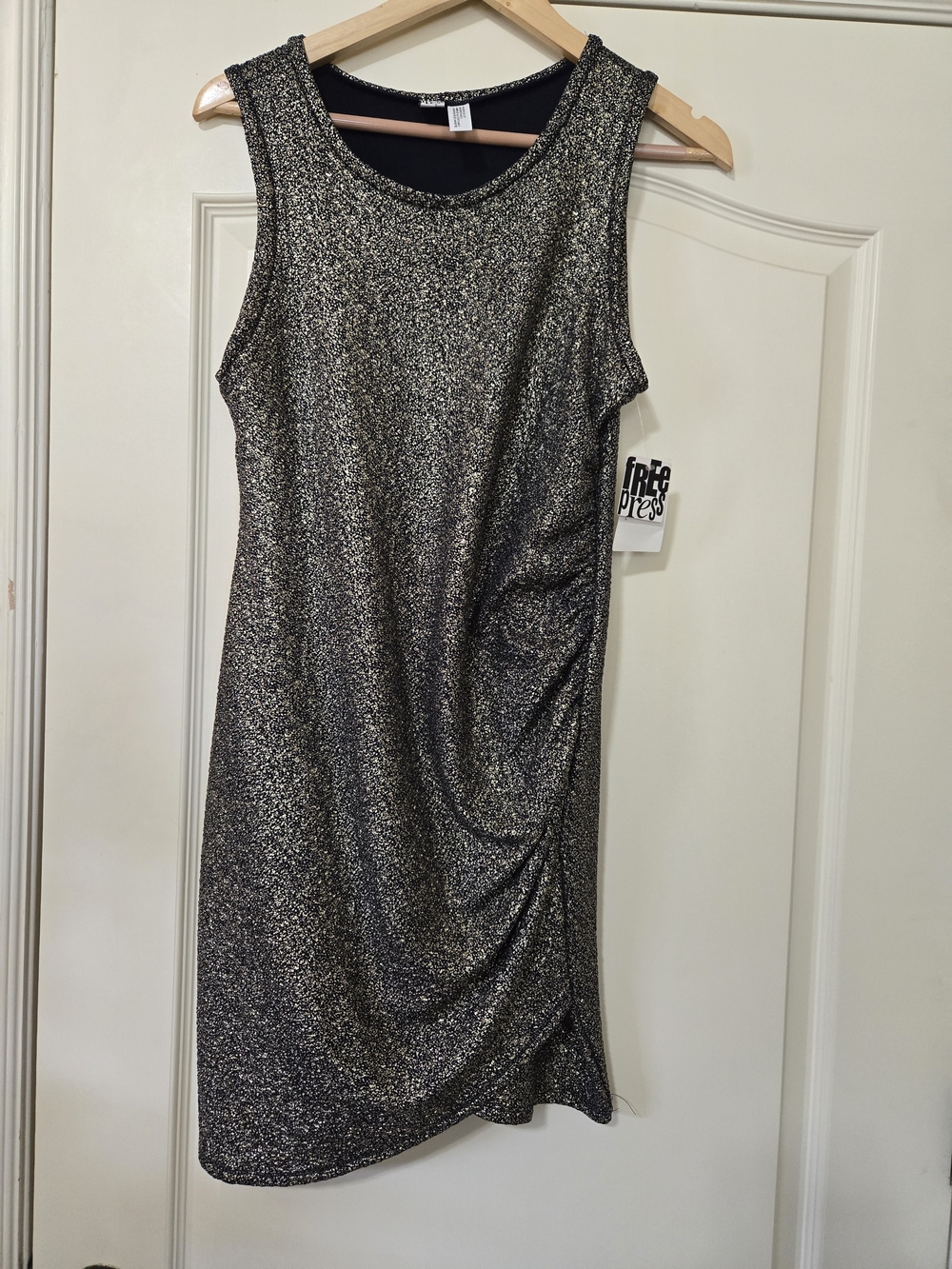 free press Metallic Sleeveless Mini Dress in Black and Silver